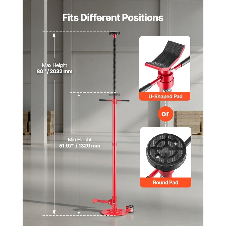 VEVOR Under Hoist Jack Stand – 3/4 Ton, 51.97"–80", 2 Wheels