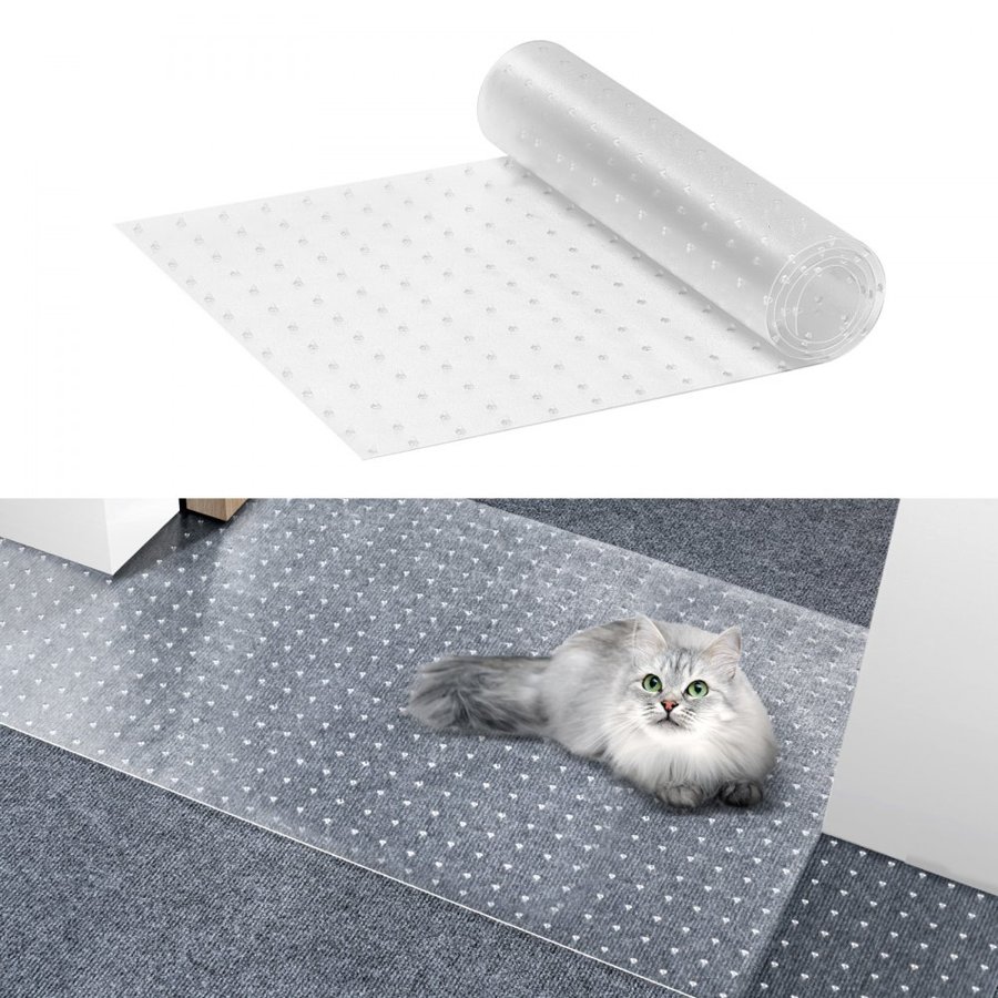 VEVOR Carpet Protector for Pets, 15" x 4' PVC Scratch-Proof Cat Carpet Protector for Doorway, Anti-Slip Cat Scratch Protector Mat, Easy to Cut Plastic Carpet Scratch Stopper, Cat Scratch Guard Carpet