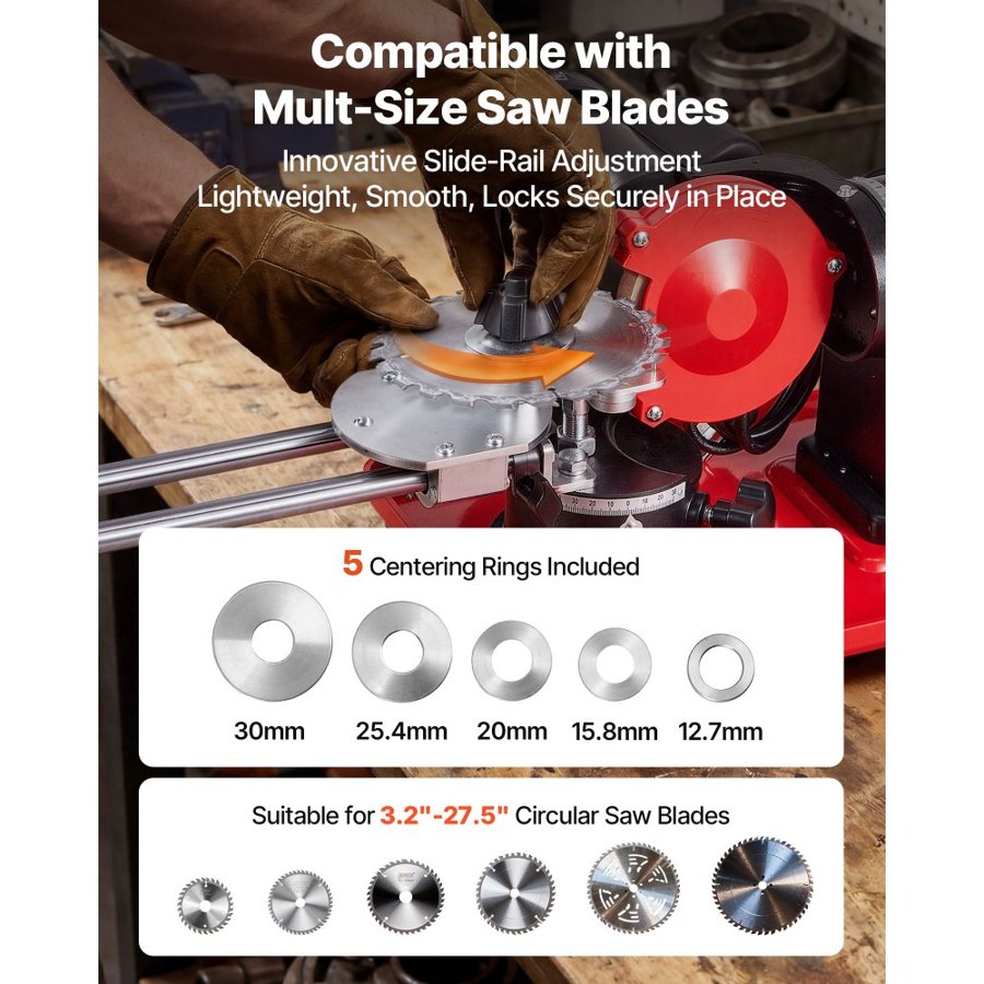 VEVOR Circular Saw Blade Sharpening Tool – 370W, Φ80–700mm