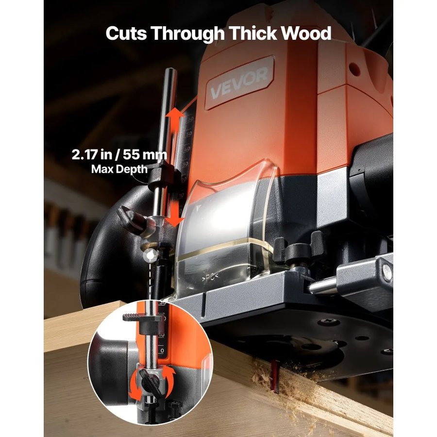 VEVOR Variable Speed Wood Router – 1200W, 6 Speeds