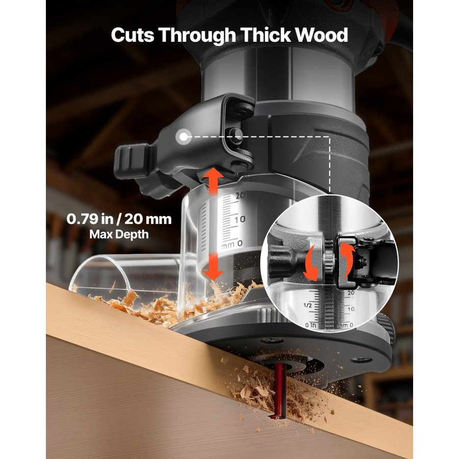VEVOR Variable Speed Palm Router – 710W, 33,000 RPM