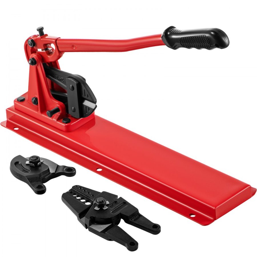 VEVOR Bench Swager Tool 24\" Wire Rope Swaging Tool with Crimper Cable Bolt Cutter Head Bench Crimper 1/16\"-3/16\" Aluminum/Copper Sleeves Bench Cable Alloy Steel Crimper Swager for1/2\" Wire Rope Fe