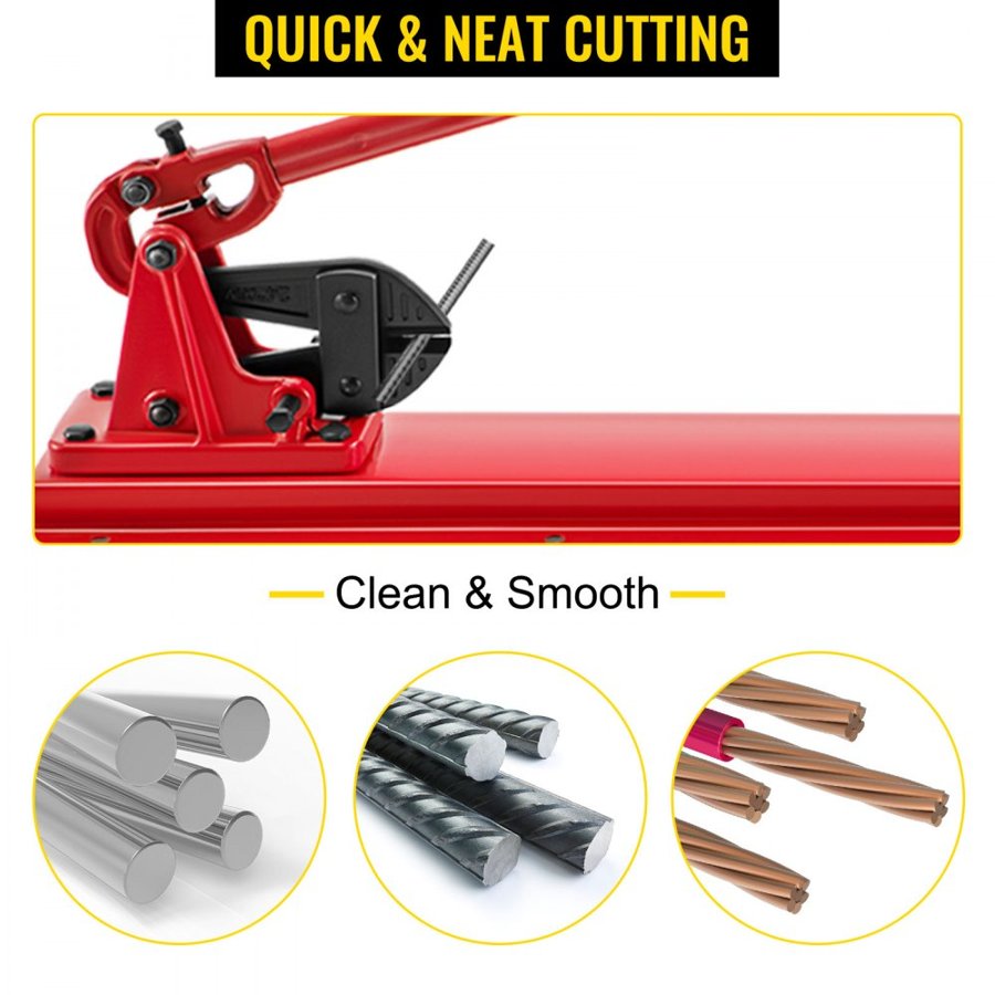 VEVOR Bench Swager Tool 24\" Wire Rope Swaging Tool with Crimper Cable Bolt Cutter Head Bench Crimper 1/16\"-3/16\" Aluminum/Copper Sleeves Bench Cable Alloy Steel Crimper Swager for1/2\" Wire Rope Fe