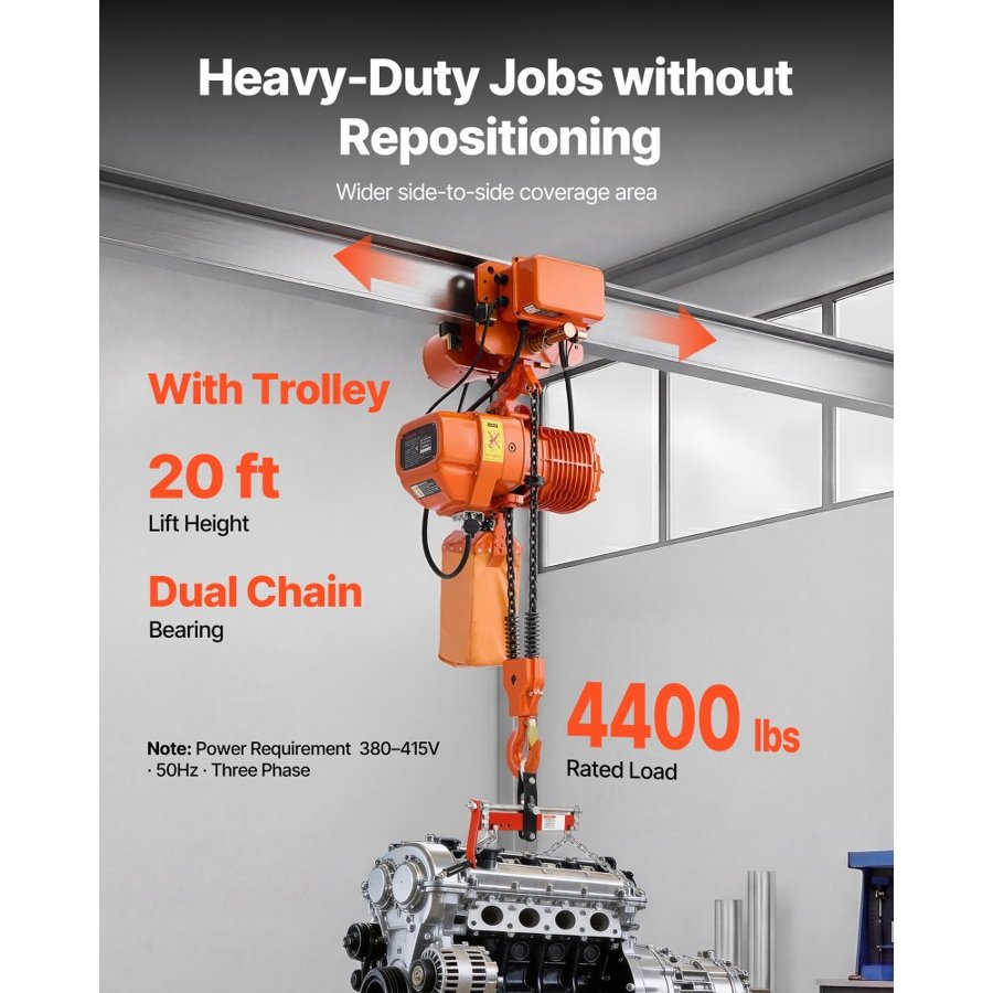 VEVOR Lift Electric Hoist Crane – 2000 kg, 6.1 m Height