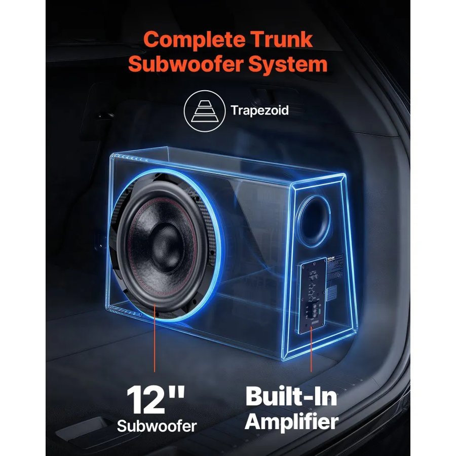 VEVOR 12" Subwoofer and Amp Package – 490W Peak, MDF