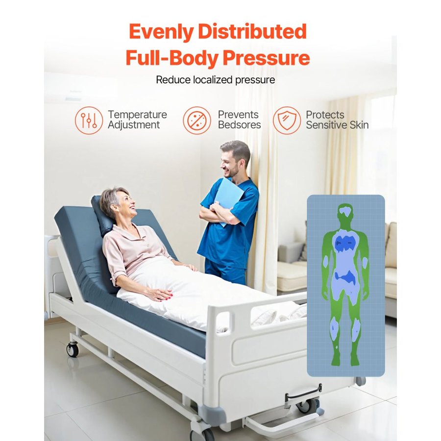 VEVOR Hospital Bed Mattress, 159 kg Load Capacity, Long Term Care Pressure Redistribution Medical-Grade Foam Mattress, Waterproof for Bedsore Treatment Nursing Homes and Home Care, 914 x 2030 x 153 mm