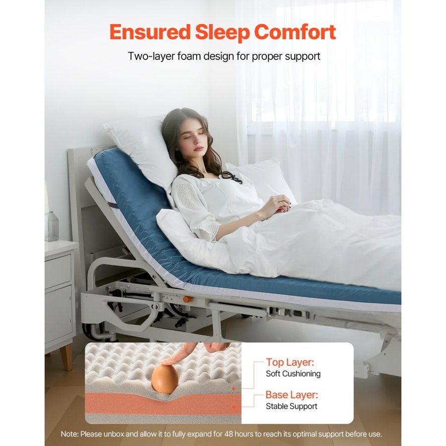 VEVOR Hospital Bed Mattress – 300 lbs Load, 34 x 76 x 3.5 in