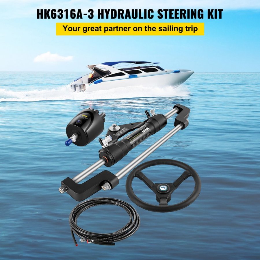 VEVOR Outboard Hydraulic Steering Kit - 300HP, 16 ft Hose
