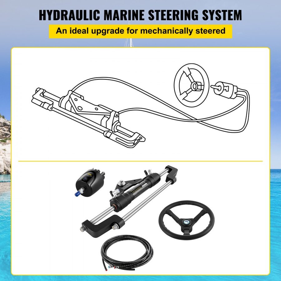VEVOR Outboard Hydraulic Steering Kit - 300HP, 16 ft Hose