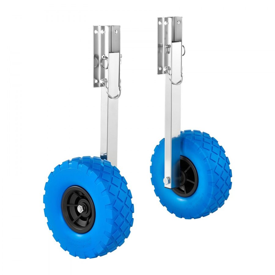 VEVOR Boat Launching Wheels, 136.1 kg Load Capacity, 260 mm Stainless Steel Transom Wheel with Solid PVC Tire, Folding Launch Wheels with 4 Quick Release Pins, Fit 4 m Long Inflatable Fishing Boat