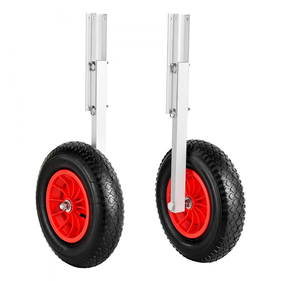 VEVOR Boat Launching Wheels, 136.1 kg Load Capacity, 381 mm Aluminium Alloy Transom Wheel with Inflatable Rubber Tires, Folding Launch Wheels with 4 Quick Release Pin, Fit 4.5m Inflatable Fishing Boat