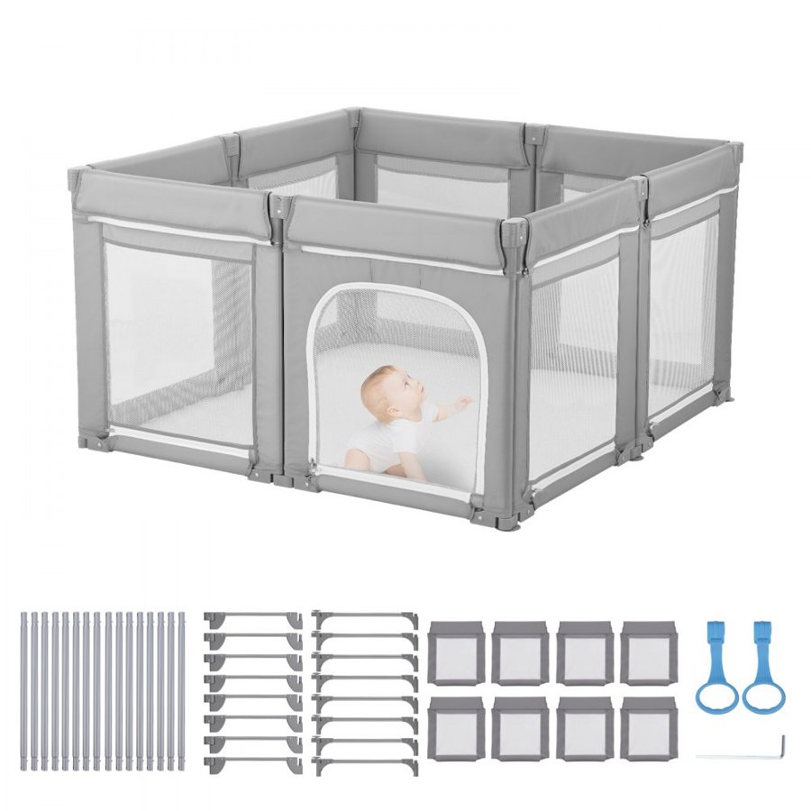 VEVOR Portable Baby Play Yard – 47.2 × 47.2 In, 210D Fabric