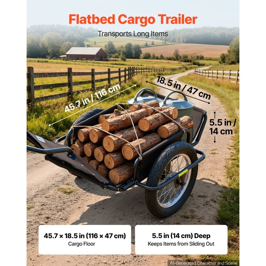 VEVOR Bicycle Game Cart – 320 lbs, 16 in Wheels, Foldable