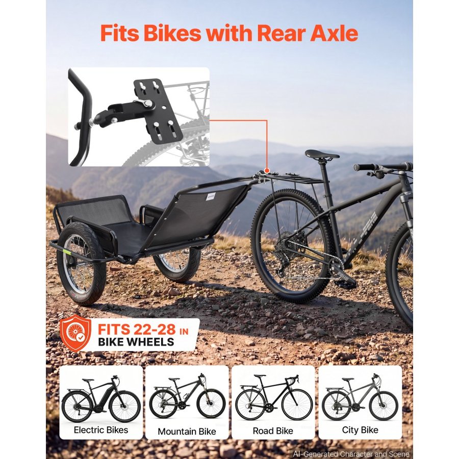 VEVOR Bicycle Game Cart – 320 lbs, 16 in Wheels, Foldable