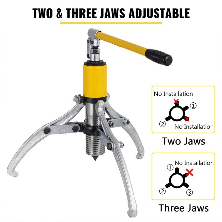 VEVOR 15 Ton Hydraulic Gear Puller Adjustable 3 Jaws Wheel Bearing Pulling Separator 3 in 1 Pump Oil Tube Drawing Machine Wheel Bearing Hub Removal Tool with Case