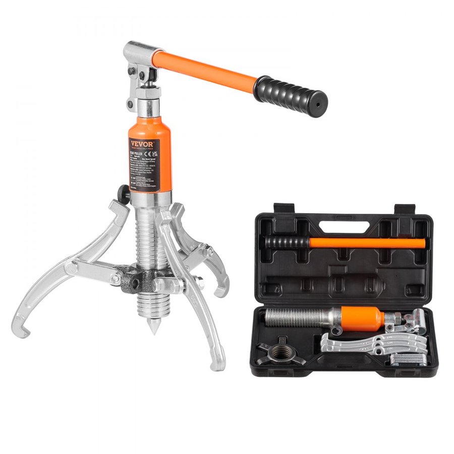 VEVOR Hydraulic Gear Puller, 5 Ton Max Capacity Wheel Bearing Pulling Separator, 2 or 3 Jaws Puller, Vertically and Horizontally, 20.32 cm Jaw Hydraulic Puller with Case for Pulling Hubs