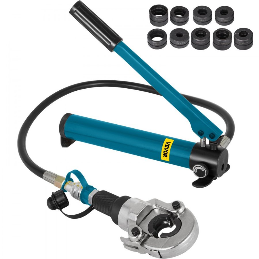 VEVOR 6T Hydraulic Crimping Tool V12-28mm TH16-32mm Press Pliers, V-shaped/TH-Shaped Pipe Crimping Pliers, Jaws 360° Head Hand-Held Press Pliers PE-X Crimping Tool for Composite Pipes PEX PE-X PB Pipe