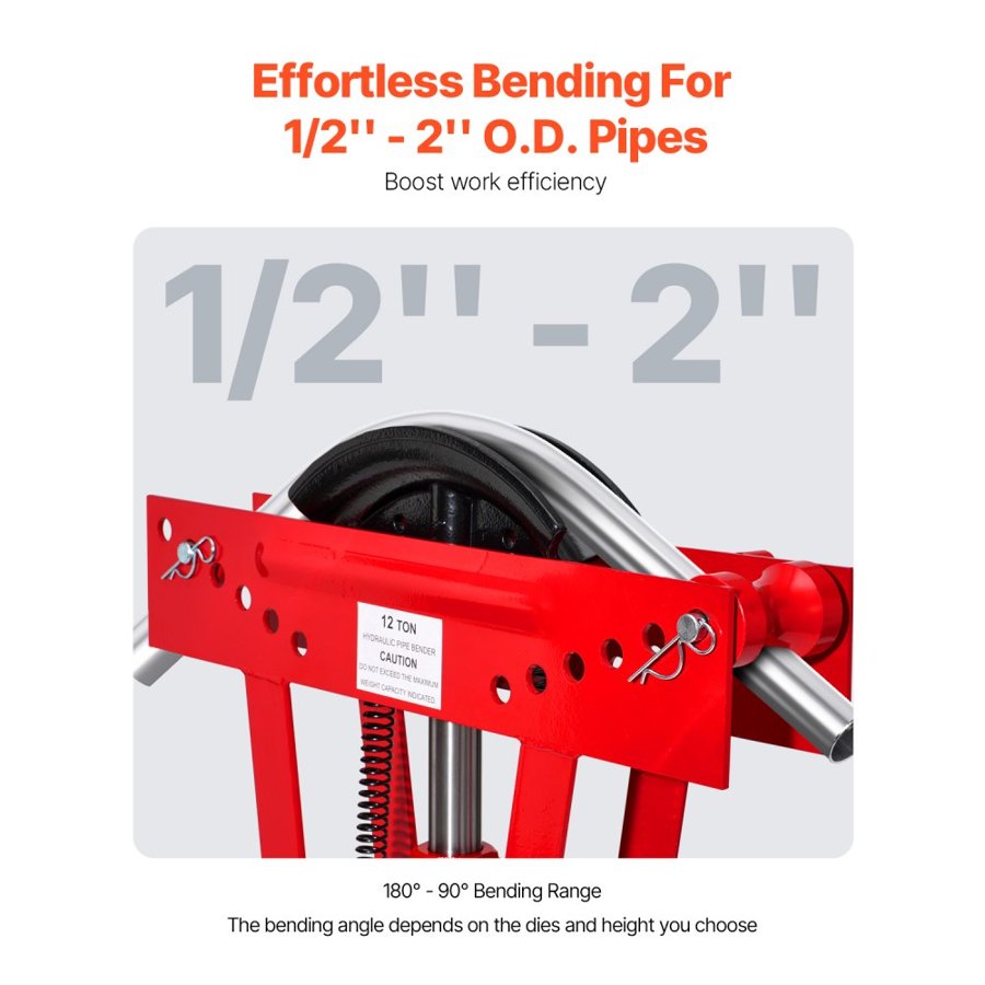 VEVOR 12 Ton Pipe Bender – Hydraulic Bending Tool, 6 Dies