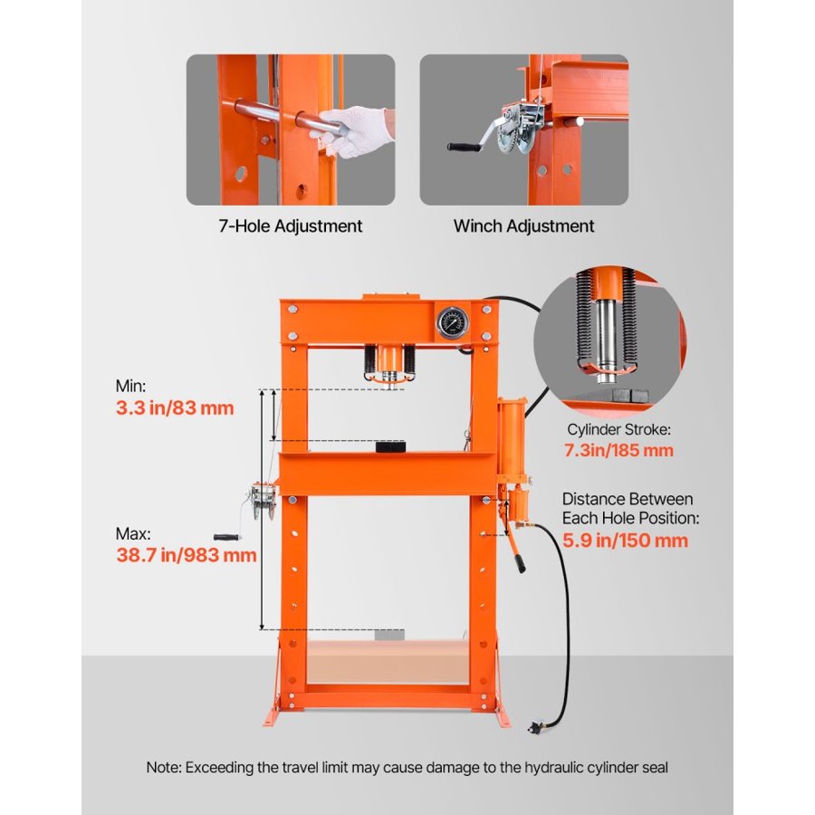 VEVOR Hydraulic Pressing Machine — Pneumatic Assist Pump