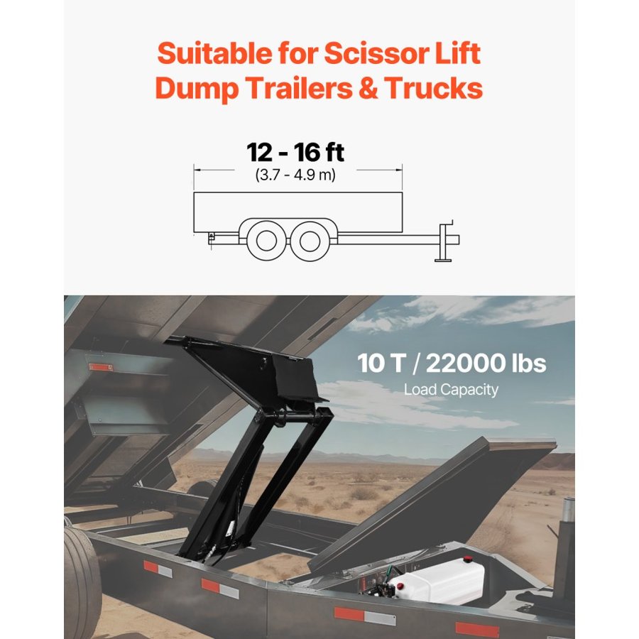 VEVOR 10 Ton Dump Bed Kit – 22,000 lbs Lift, 12V pump