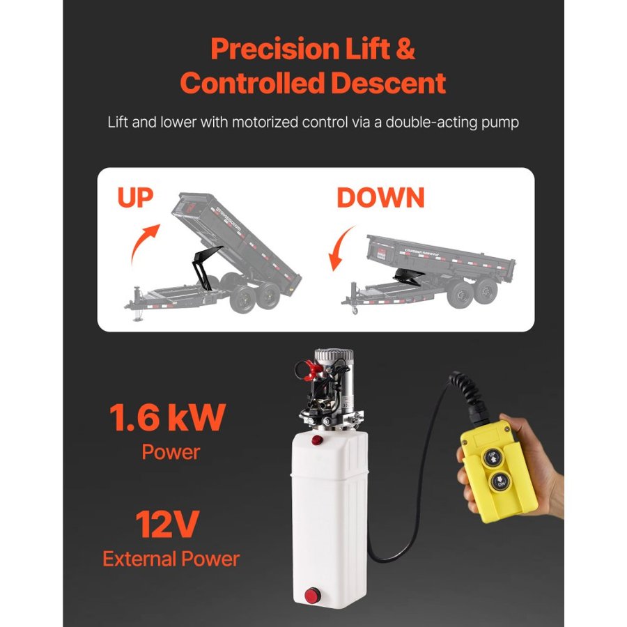 VEVOR 10 Ton Dump Bed Kit – 22,000 lbs Lift, 12V pump