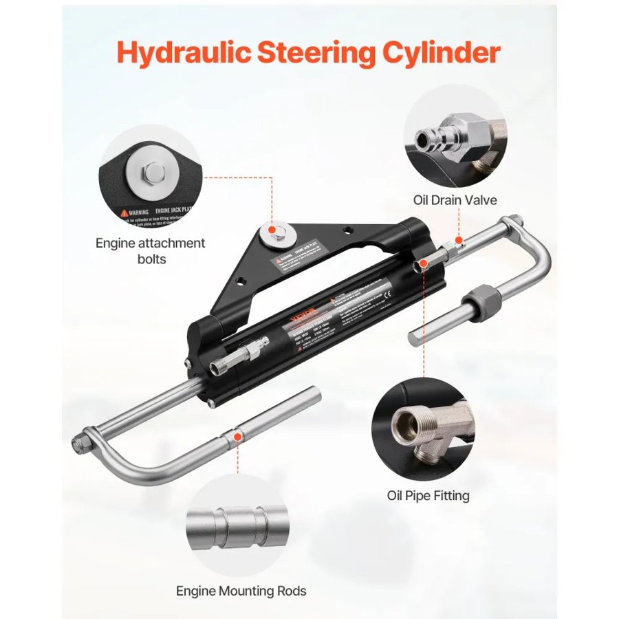 VEVOR Hydraulic Outboard Steering Kit – 150HP, 2×26FT