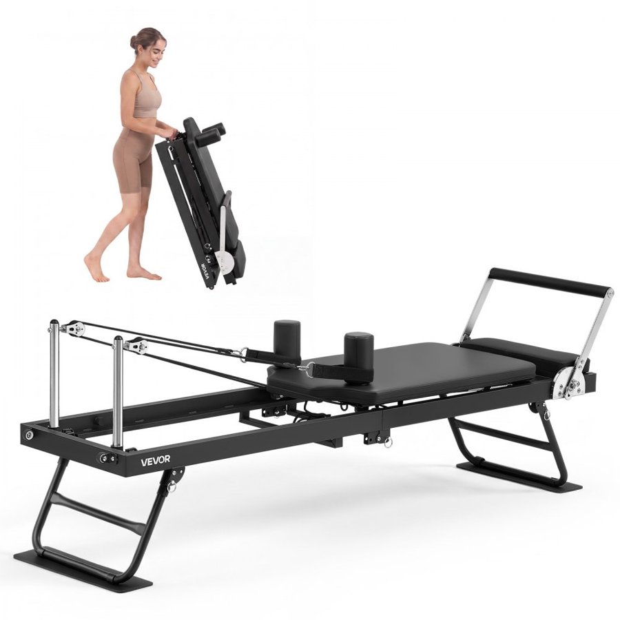 VEVOR Pilates Reformer 77" Foldable Pilates Machine 400 lbs Iron Frame, for Home Use and Gym Workout, with Springs, Smooth Sliding System, Suitable for Advanced and Beginners Users