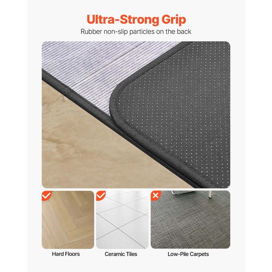 VEVOR Chair Mat, 915 x 1225 mm Office Chair Mat for Hard Floors, Floor Protector for Rolling Chairs, Corduroy Surface, Non-Slip & Easy to Clean, Smooth Glide Under Desk Rug for Home Office (Grey)
