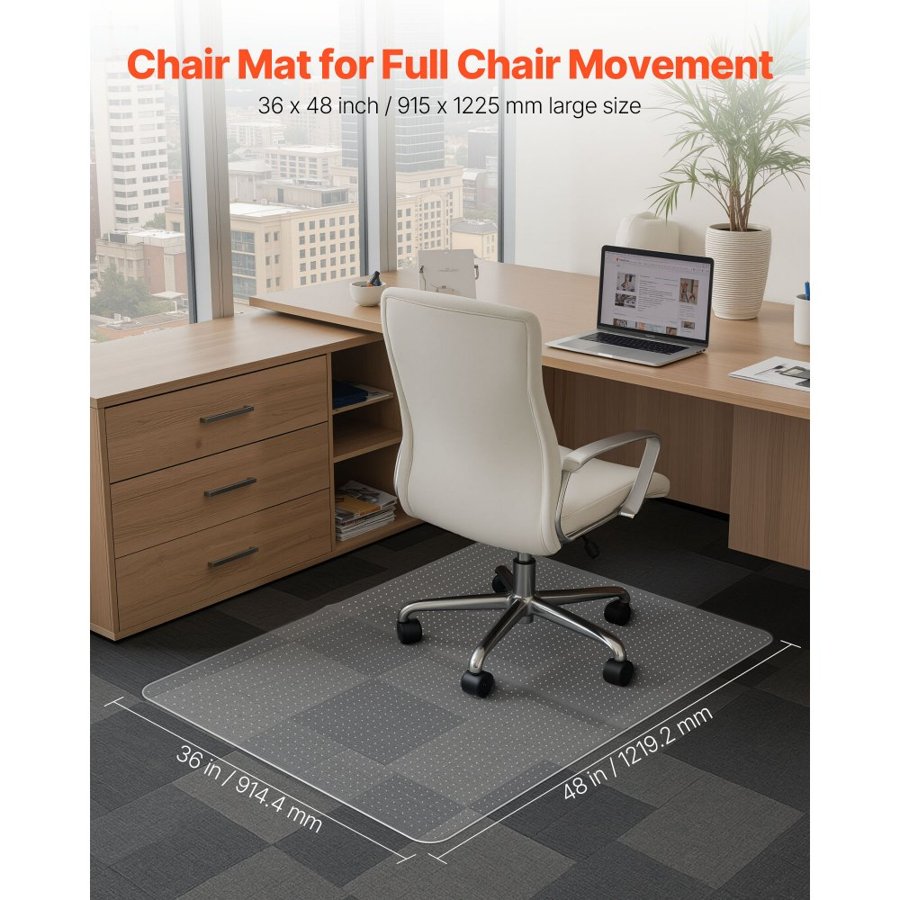 VEVOR 36 x 48 Chair Mat - Studded PVC, 2.2mm Thick
