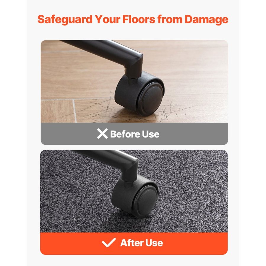 VEVOR Chair Mat, 897 x 1396 mm Office Chair Mat for Hard Floors, Floor Protector for Rolling Chairs, Polyester Surface, Non-Slip & Easy to Clean, Smooth Glide Under Desk Rug for Home Office (Dark Grey)