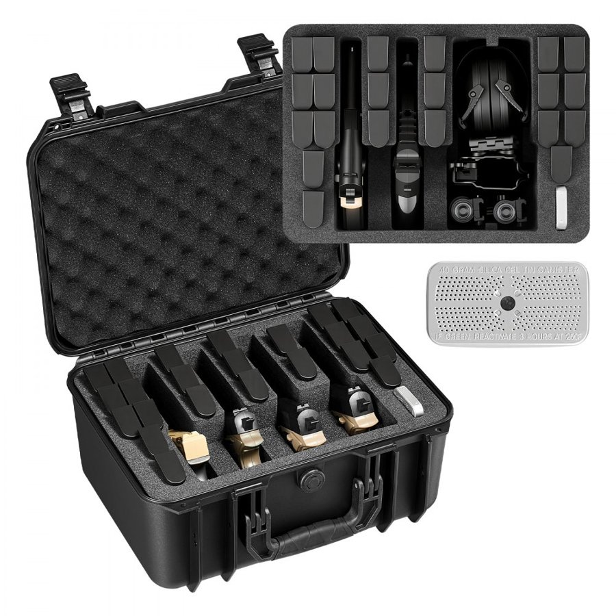VEVOR 4 Pistol Hard Case – 4 Guns, 23 Mags, IP67, TSA Ready