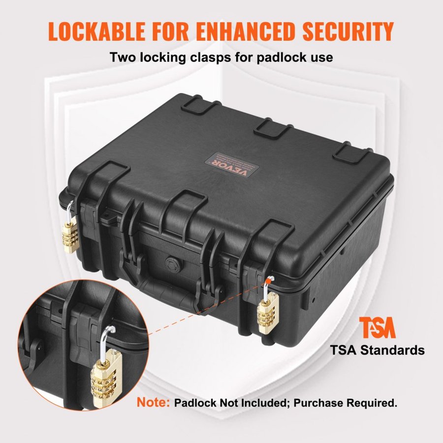 VEVOR 5 Gun Case – IP67 Waterproof, 18.9×16.3×8.5 Inches