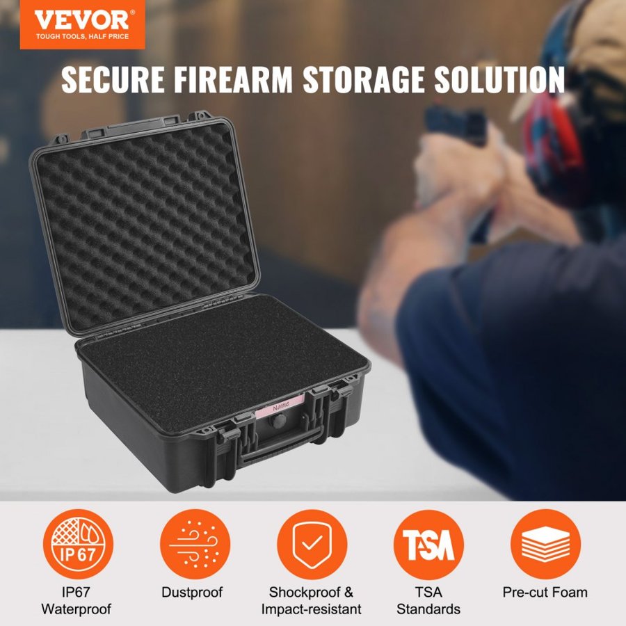 VEVOR 6 Pistol Case – IP67 Waterproof, Foam Compartment