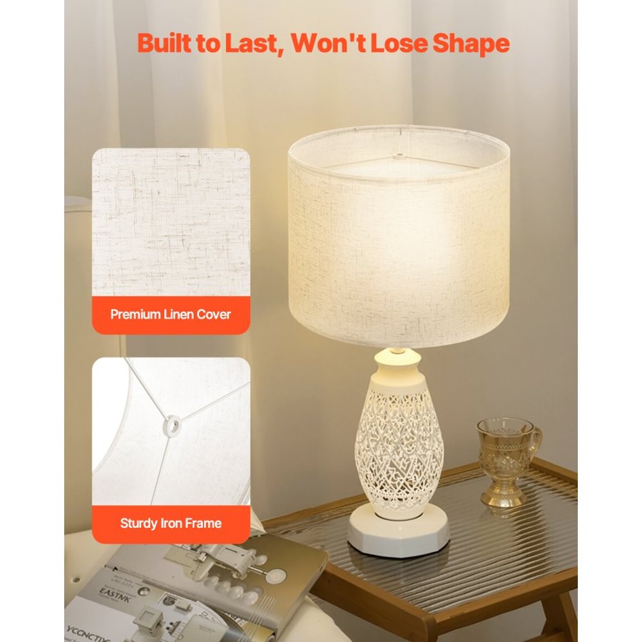 VEVOR Drum Lamp Shade, 13 in Top x 13 in Bottom x 10 in High, Medium Drum Linen Lampshade, Replacement Lamp Shade for Table Lamps Floor Lamps Pendant Lights, Easy Assembly Required (Light Linen)