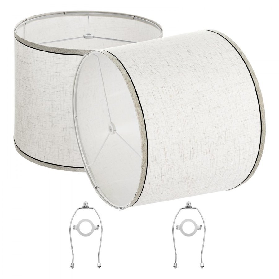 VEVOR Lamp Shade 2 Set, 11 in Top x 13 in Bottom x 10 in High (Spider Fitter), Medium Lampshade with Harp, Replacement Lamp Shade for Table & Floor Lamps Pendant Lights, Light Linen with Black Edge