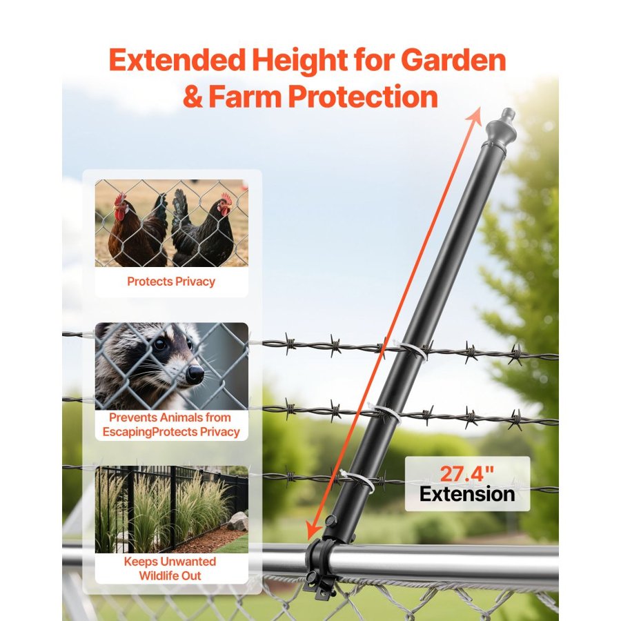 VEVOR Chain Link Fence Pole Extenders – 27.4", 9-Pack