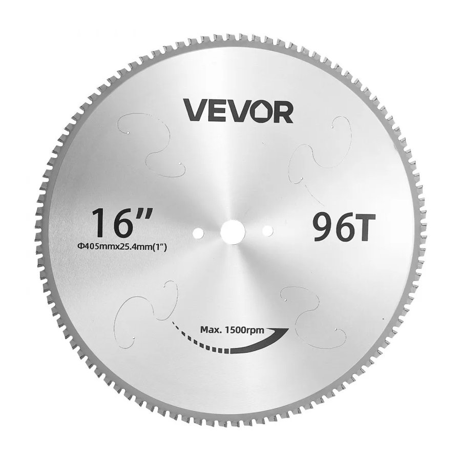 VEVOR Chop Saw Blade 406.4mm 96 Teeth Cermet-Tipped Metal Cold Cutting Blade, Compatible with Chop Saws, 4000 Cuts, Cutting Smooth Surfaces with No Burrs, Noise Reduction and Heat Dissipation Holes