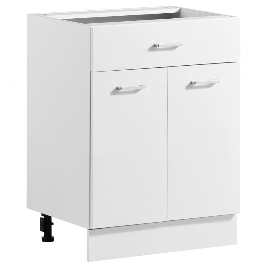VEVOR White Shaker Base Cabinet Ready to Assemble 60cmW Unassembled Cabinet, 600x475x815 mm(W x D x H), with 2 Doors, 1 Drawers, Adjustable Shelf, Soft-Close Hardware, for Home, Office, Laundry Room