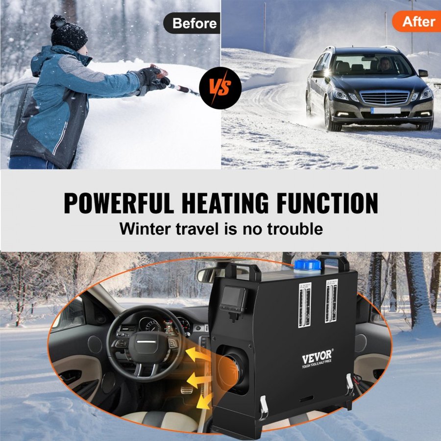 VEVOR 12V Truck Heater – 8KW Diesel Heater, 30 m, 1 Outlet
