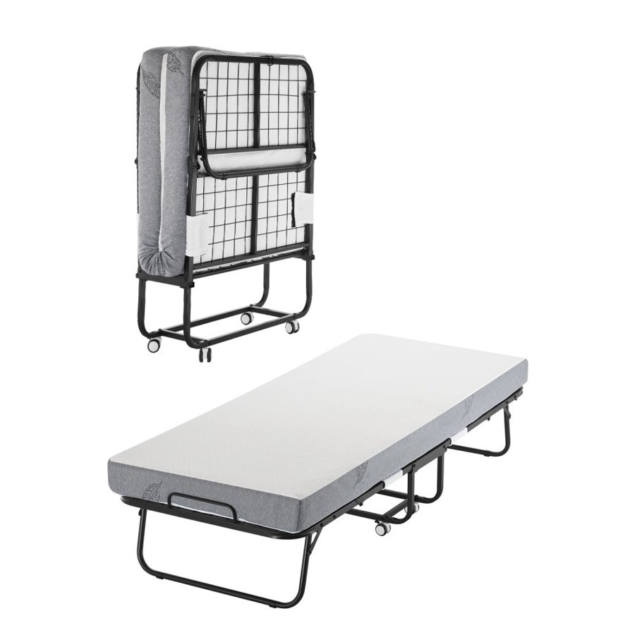 VEVOR Rollaway Bed, 31 in x 75 in Folding Bed with 5 in Mattress, Twin Size Foldable Bed with Sturdy Metal Frame & Memory Foam Mattress, Portable Twin Roll Away Bed with Mattress, for Adults, Guest