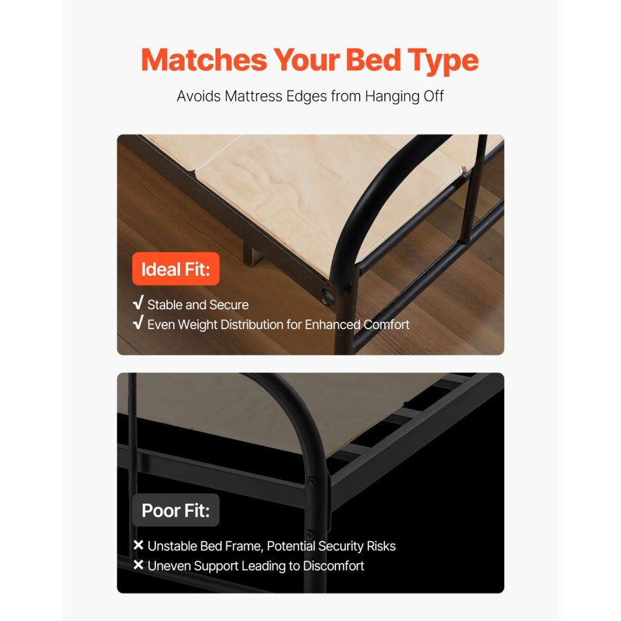 VEVOR Twin Size Bunkie Board, 10 mm Foldable Bed Board Slats with Connection, Wooden Mattress Support for Twin Size Bed, Support under Mattress Boards, Ready to Use, 8 Piece, Burlywood