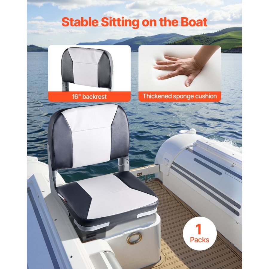 VEVOR Folding Boat Seat – 5.1" x 5.1" Bolt Hole Installation
