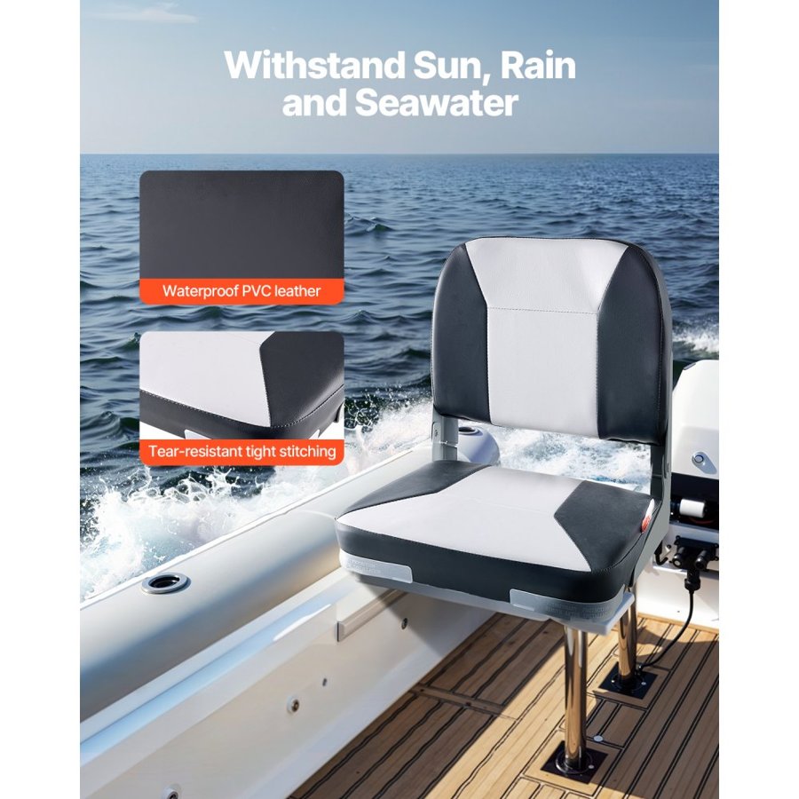 VEVOR Folding Boat Seat – 5.1" x 5.1" Bolt Hole Installation
