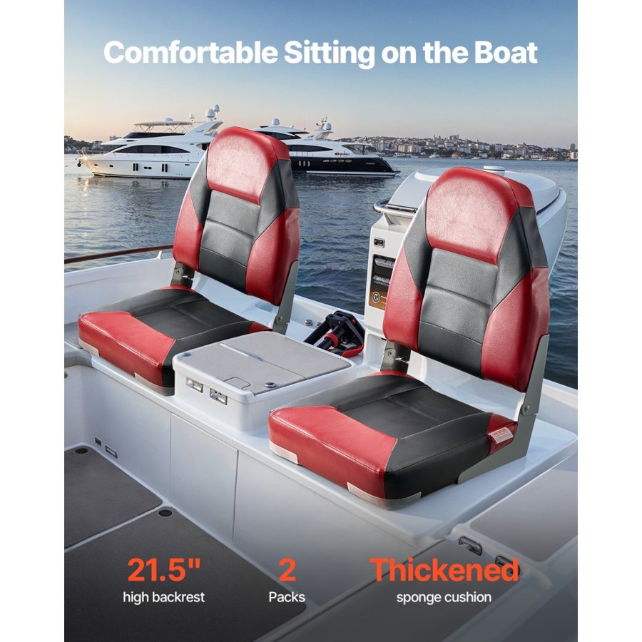 VEVOR Boat Seats High Back – Foldable, 5.3 In, Bolt Pattern