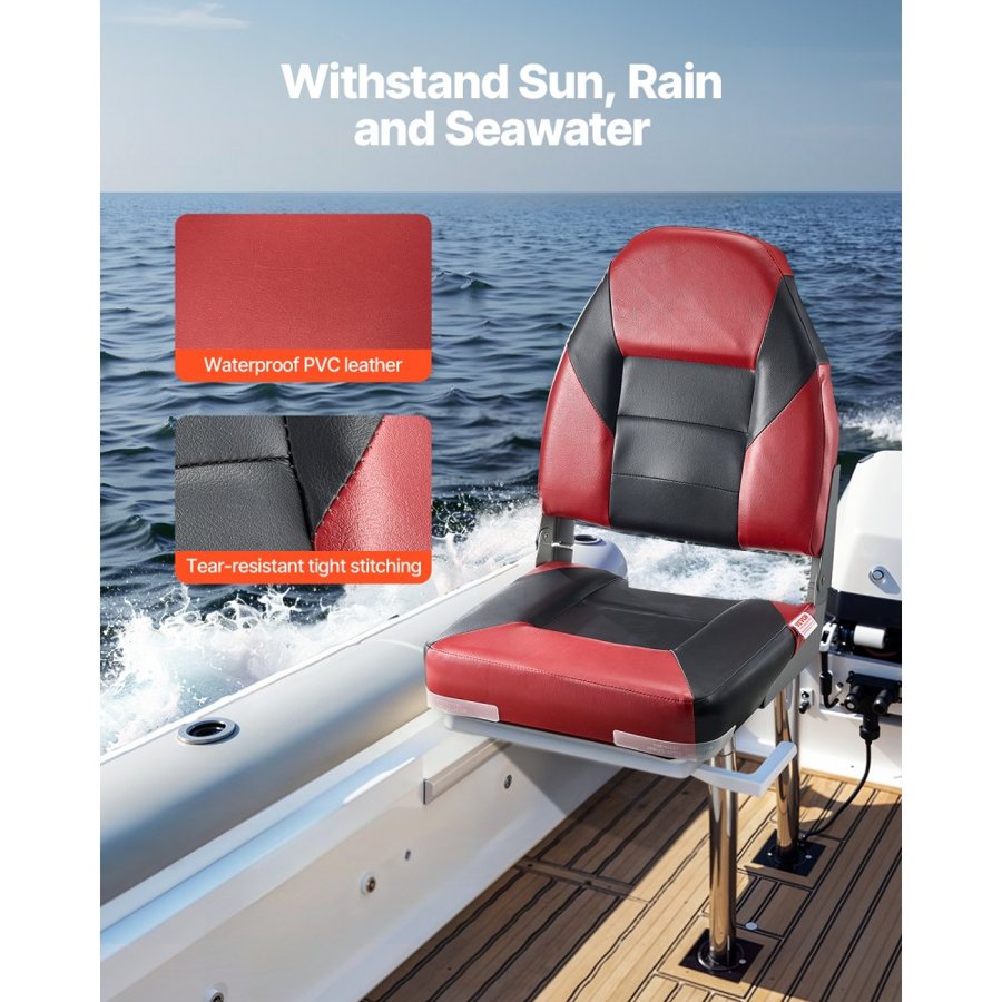 VEVOR Boat Seats High Back – Foldable, 5.3 In, Bolt Pattern
