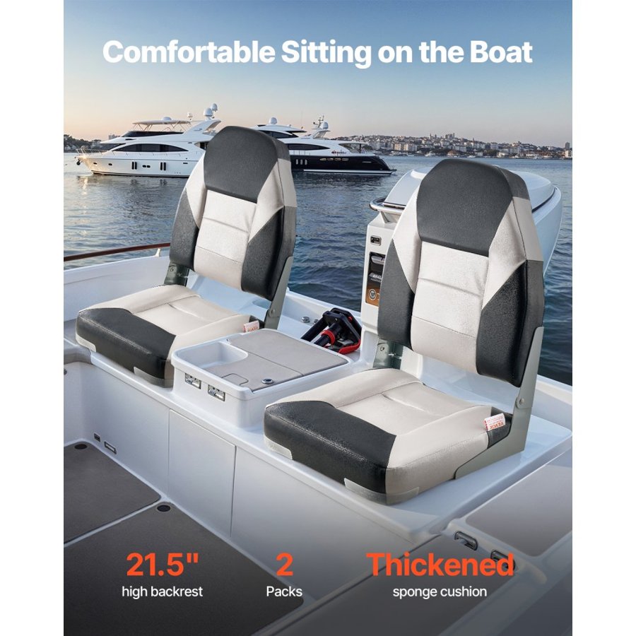 VEVOR High Back Boat Seats – 5.3 x 5.3 Inch, Foldable Design