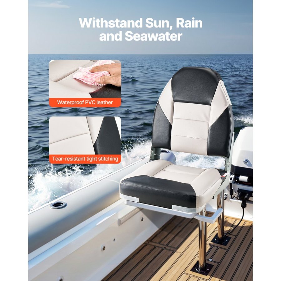 VEVOR High Back Boat Seats – 5.3 x 5.3 Inch, Foldable Design