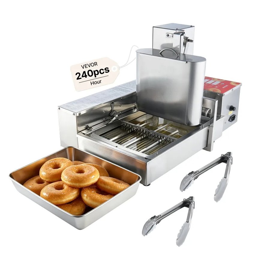 VEVOR Commercial Automatic Donuts Machine, 4 Rows Donuts Making Equipment, 240 pcs/hour Electric High Power Doughnut Maker, Stainless Steel Frying Auto Fryer, with Intelligent Control