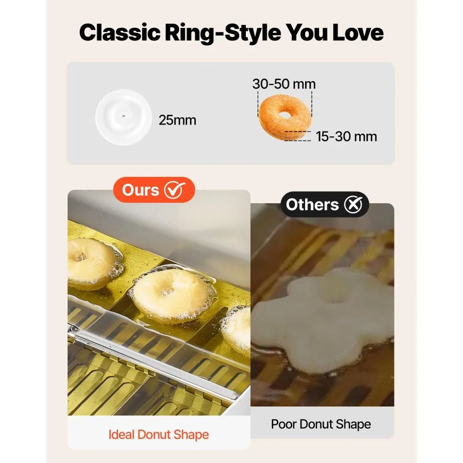 VEVOR Commercial Automatic Donuts Machine, 4 Rows Donuts Making Equipment, 240 pcs/hour Electric High Power Doughnut Maker, Stainless Steel Frying Auto Fryer, with Intelligent Control