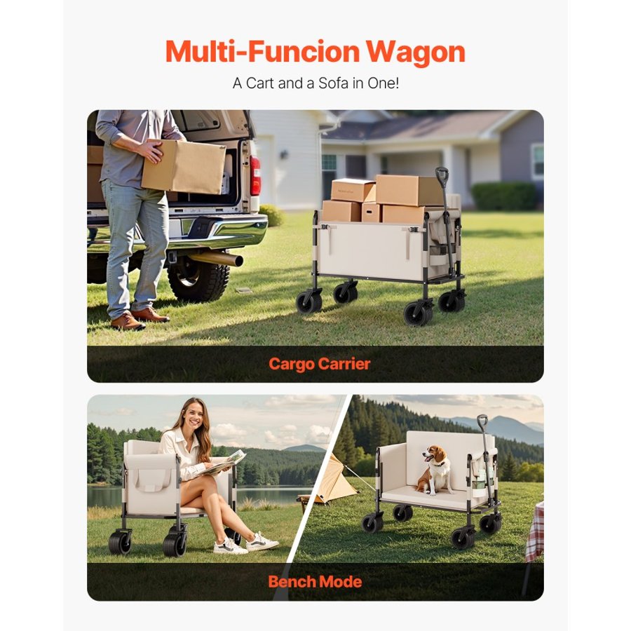 VEVOR Convertible Wagon Bench – 550lb Storage, 220L, 2-in-1